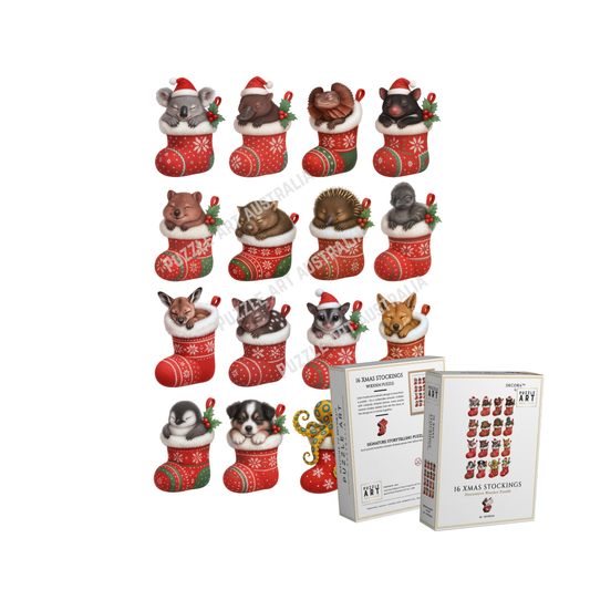 16 Xmas Stockings Puzzle Art Australia