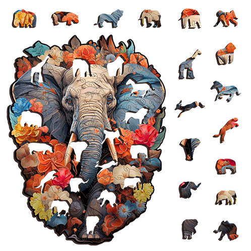 Botanical Elephant Portrait Puzzle Art Australia