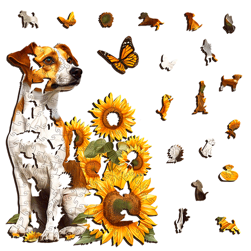 Jack Russell With Sunflower Puzzle Art Australia