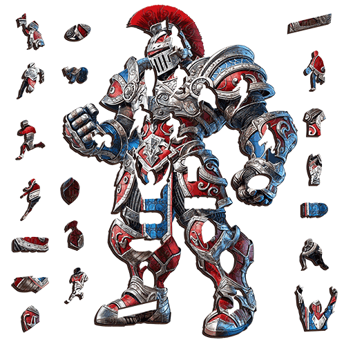 The Red and Blue Knight Warrior Puzzle – Newcastle-Inspired Rugby League Puzzle Puzzle Art Australia