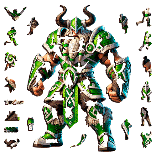 The Emerald Raider - Viking Warrior Puzzle – Canberra Rugby League-Inspired Design Puzzle Art Australia