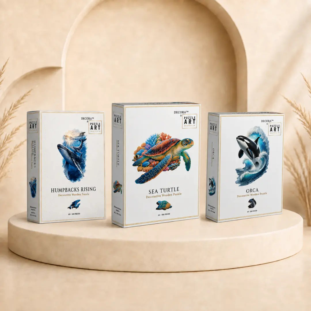 Ocean Giants – 3 A5 Puzzle Bundle Puzzle Art Australia