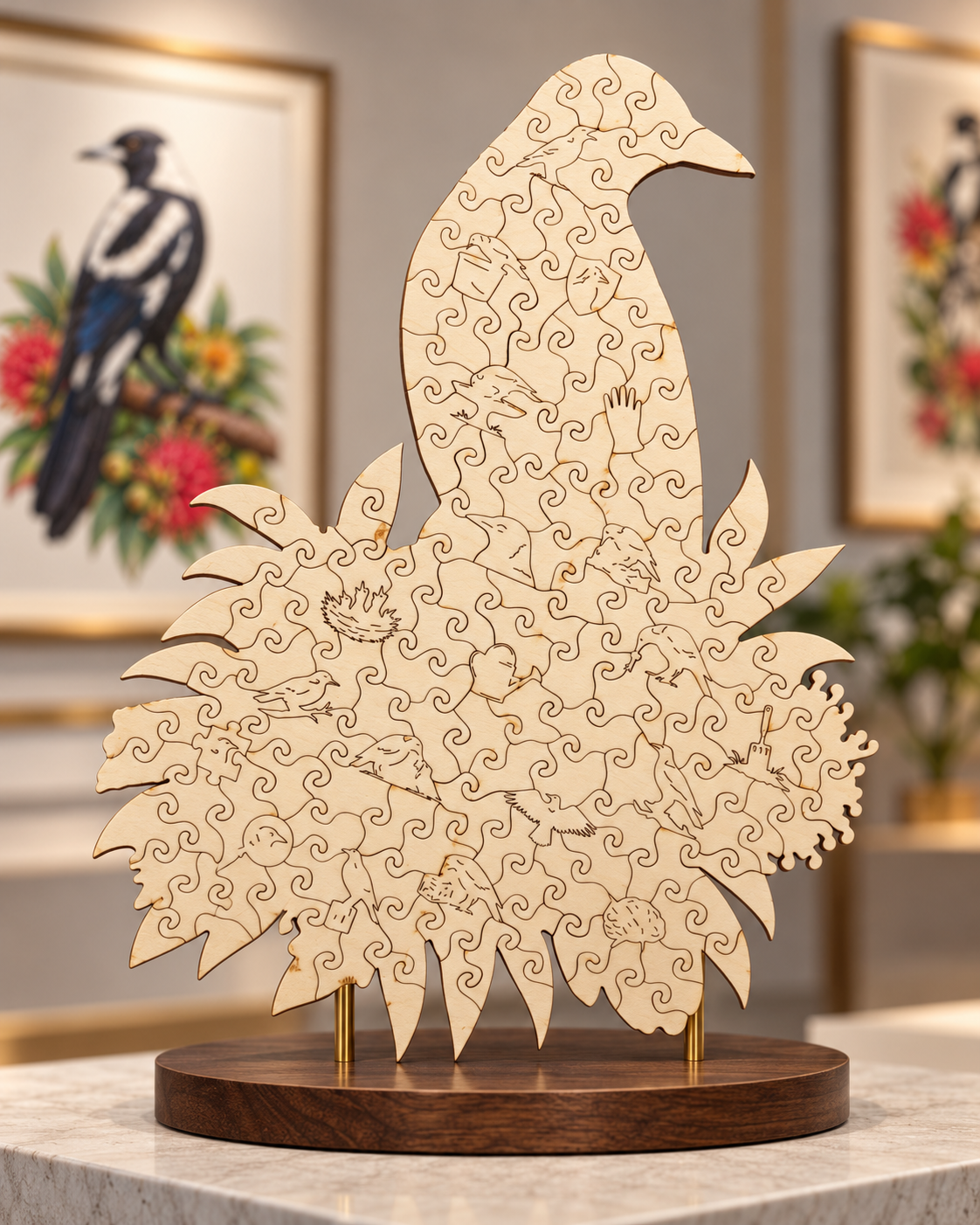 Australian Magpie ~ Wooden Art Puzzle Puzzle Art Australia