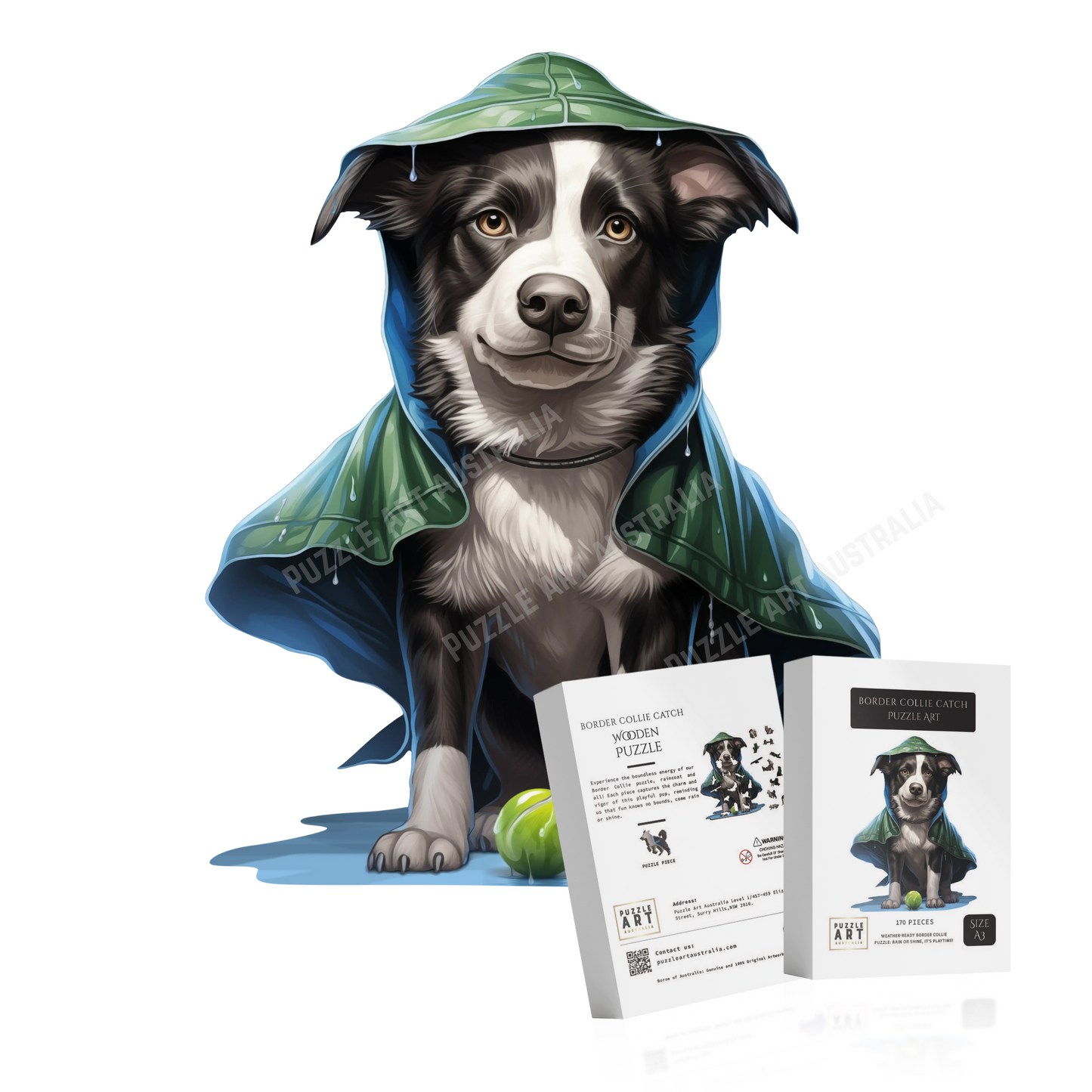 Border Collie Catch Wooden Puzzle Puzzle Art Australia