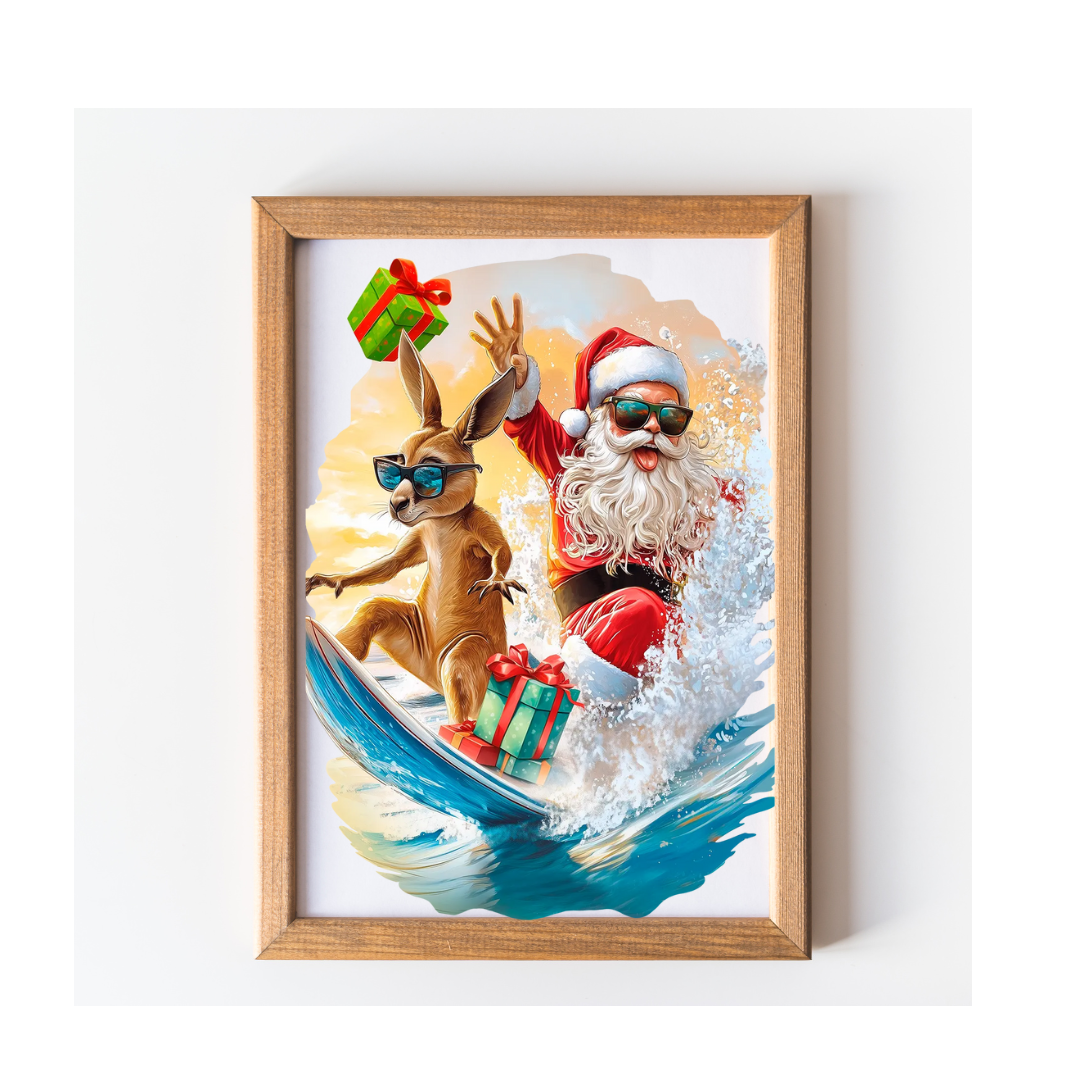Surfing Santa Puzzle Art Australia