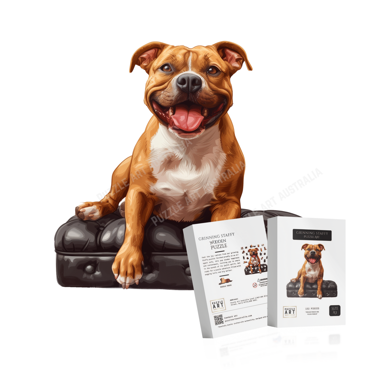 Grinning Staffy Wooden Puzzle Puzzle Art Australia