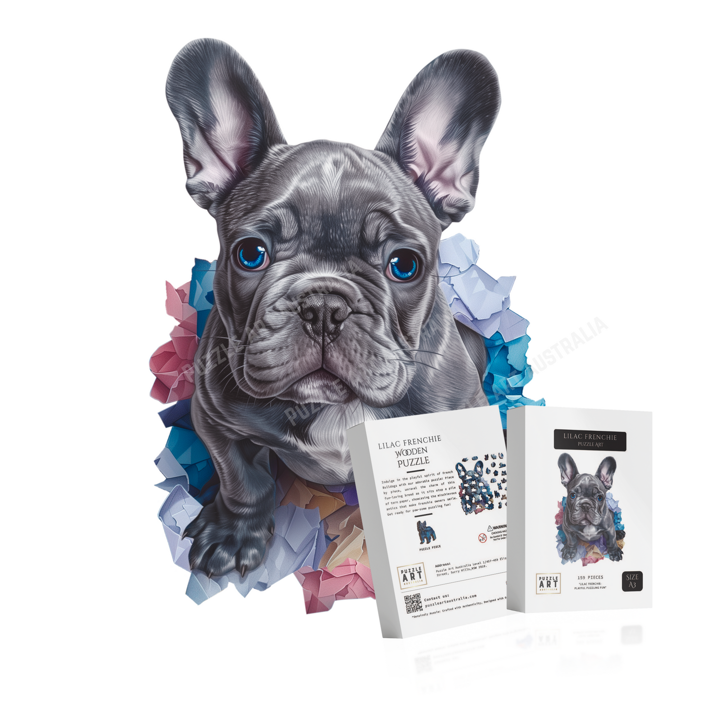 Lilac Frenchie Wooden Puzzle Puzzle Art Australia