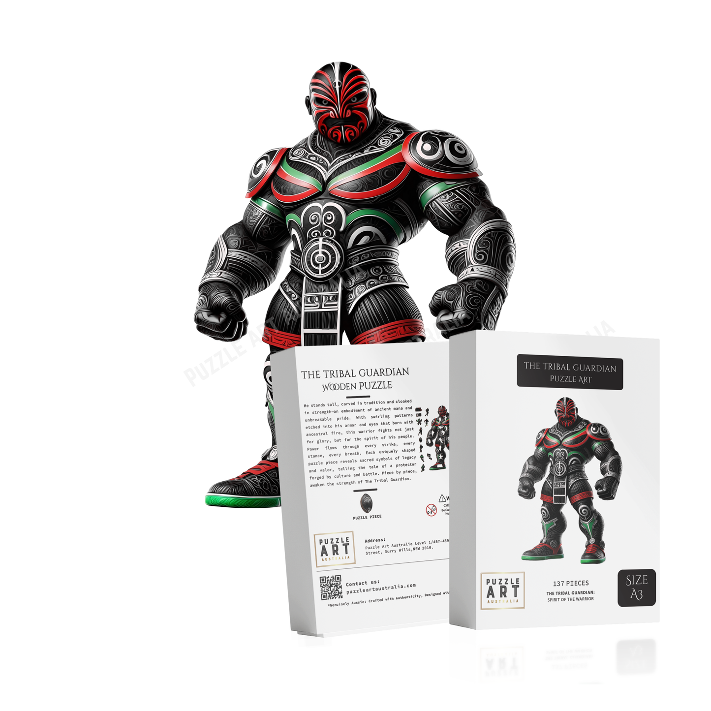Tribal NZ Warrior Puzzle – Māori-Inspired Gladiator for League Fans-Wooden Puzzle Puzzle Art Australia
