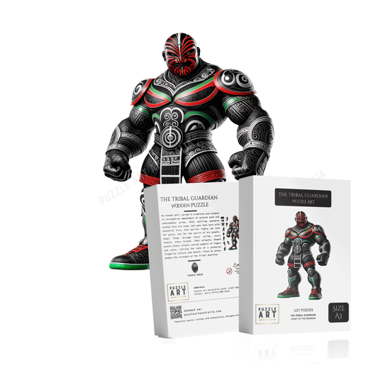 Tribal NZ Warrior Puzzle – Māori-Inspired Gladiator for League Fans-Wooden Puzzle Puzzle Art Australia