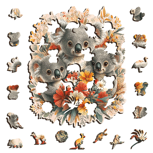 Trio of Koalas Wooden Puzzle Puzzle Art Australia