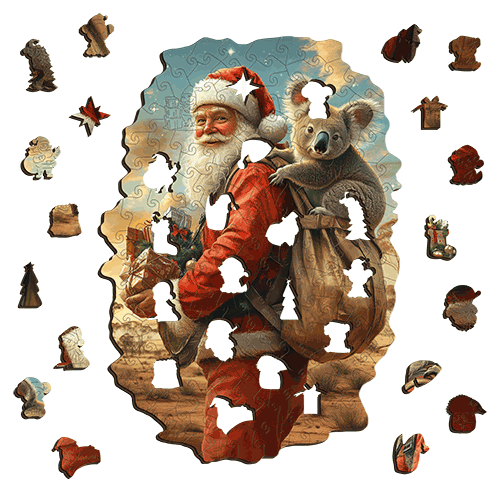 Santa and Koala Wooden Puzzle Puzzle Art Australia