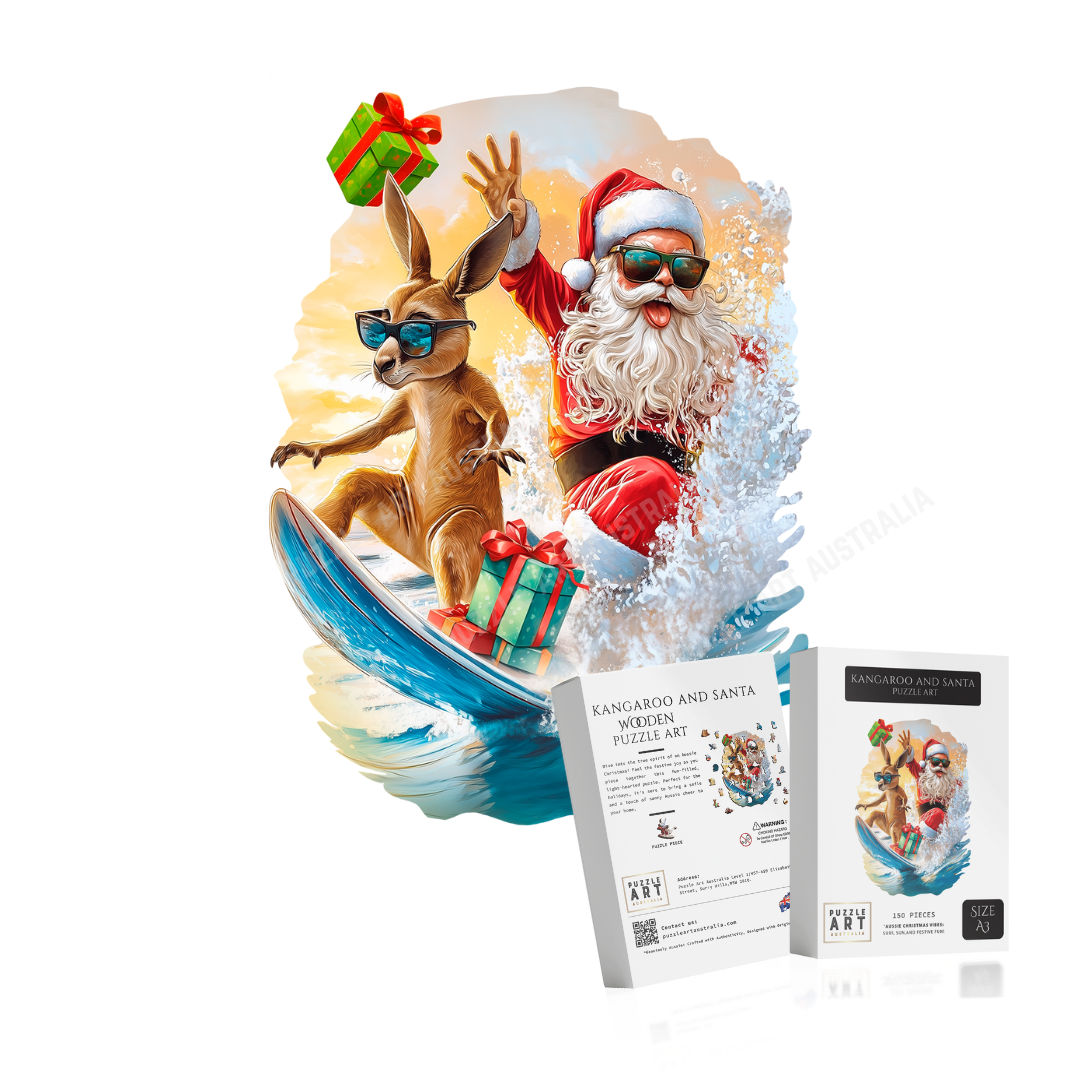 Surfing Santa Wooden Puzzle Puzzle Art Australia