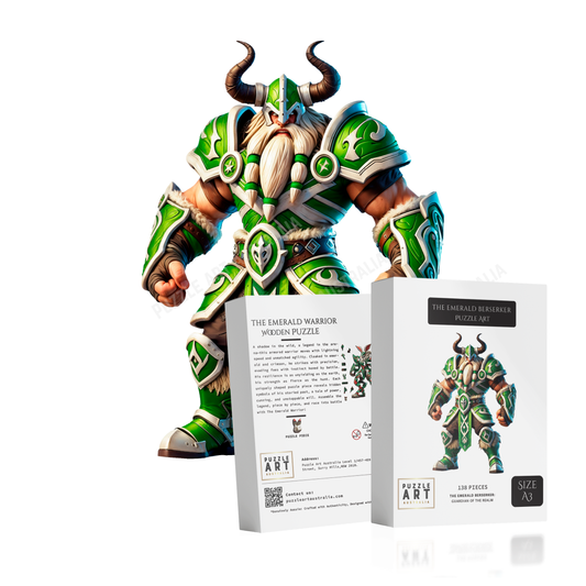 The Emerald Raider - Viking Warrior Puzzle – Canberra Rugby League-Inspired Design-Wooden Puzzle Puzzle Art Australia