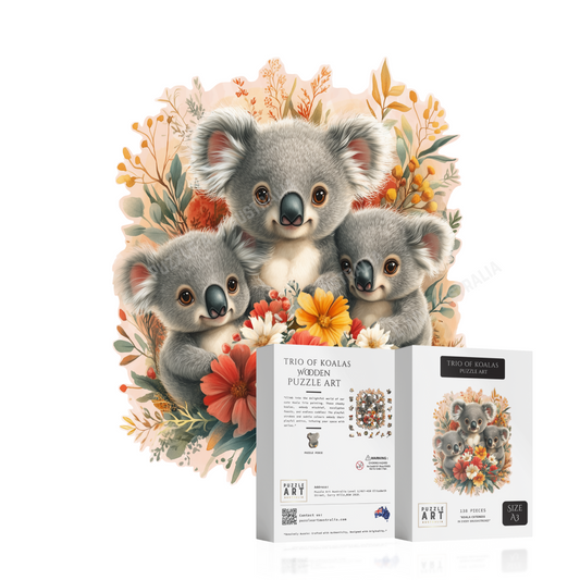 Trio of Koalas Wooden Puzzle Puzzle Art Australia