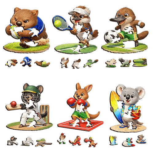 6 Puzzle Mini Set Sports ~ Decorative Wooden Puzzle Puzzle Art Australia