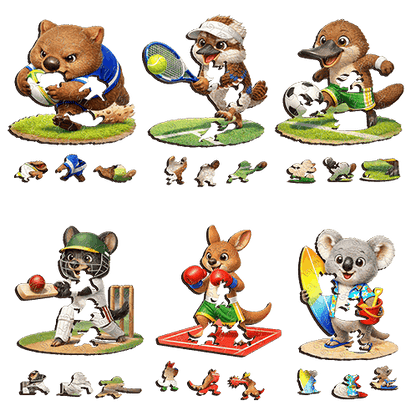 6 Puzzle Mini Set Sports ~ Decorative Wooden Puzzle Puzzle Art Australia