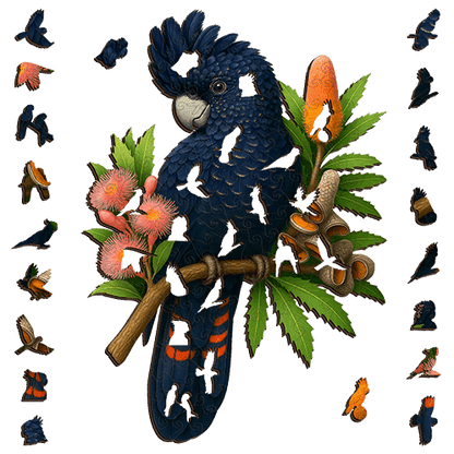 Black Cockatoo Red Tail Puzzle Art Australia