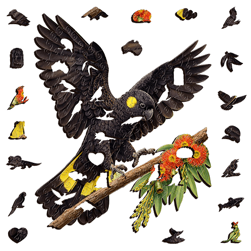 Black Yellow Tail Cockatoo Puzzle Art Australia