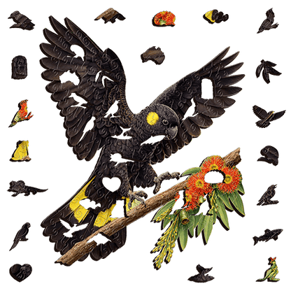 Black Yellow Tail Cockatoo Puzzle Art Australia
