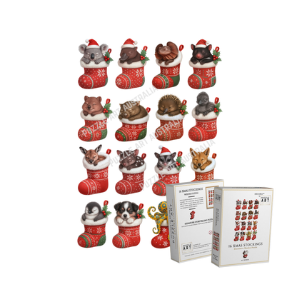 16 Xmas Stockings Puzzle Art Australia