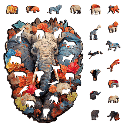 Botanical Elephant Portrait Puzzle Art Australia