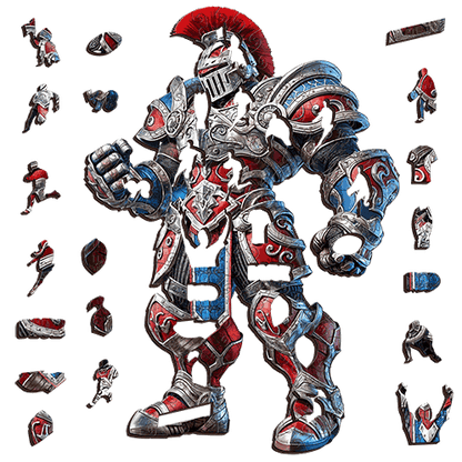 The Red and Blue Knight Warrior Puzzle – Newcastle-Inspired Rugby League Puzzle Puzzle Art Australia