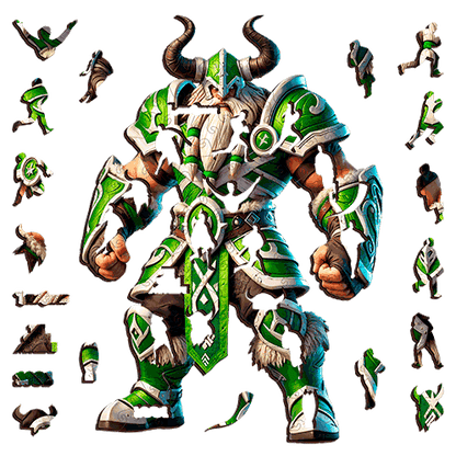 The Emerald Raider - Viking Warrior Puzzle – Canberra Rugby League-Inspired Design Puzzle Art Australia