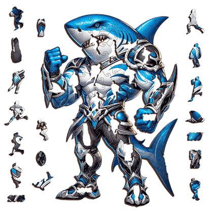 The Tidal Warlord - Sharks -Inspired Warrior Puzzle – Cronulla Rugby League Fan Gift Puzzle Art Australia