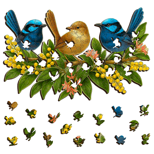 Blue Wrens Puzzle Art Australia
