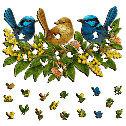 Blue Wrens Puzzle Art Australia