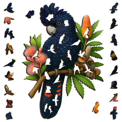 Black Cockatoo Red Tail Puzzle Art Australia