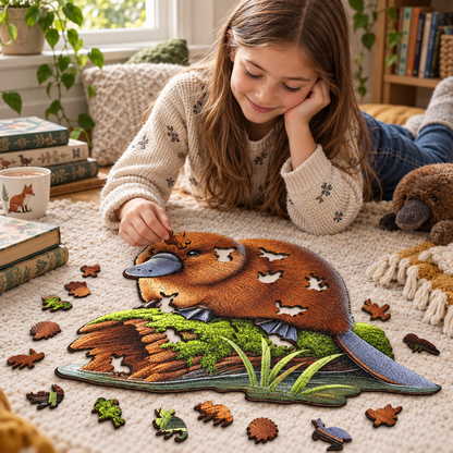 Platypus Dreaming ~ Decorative Wooden Puzzle Puzzle Art Australia