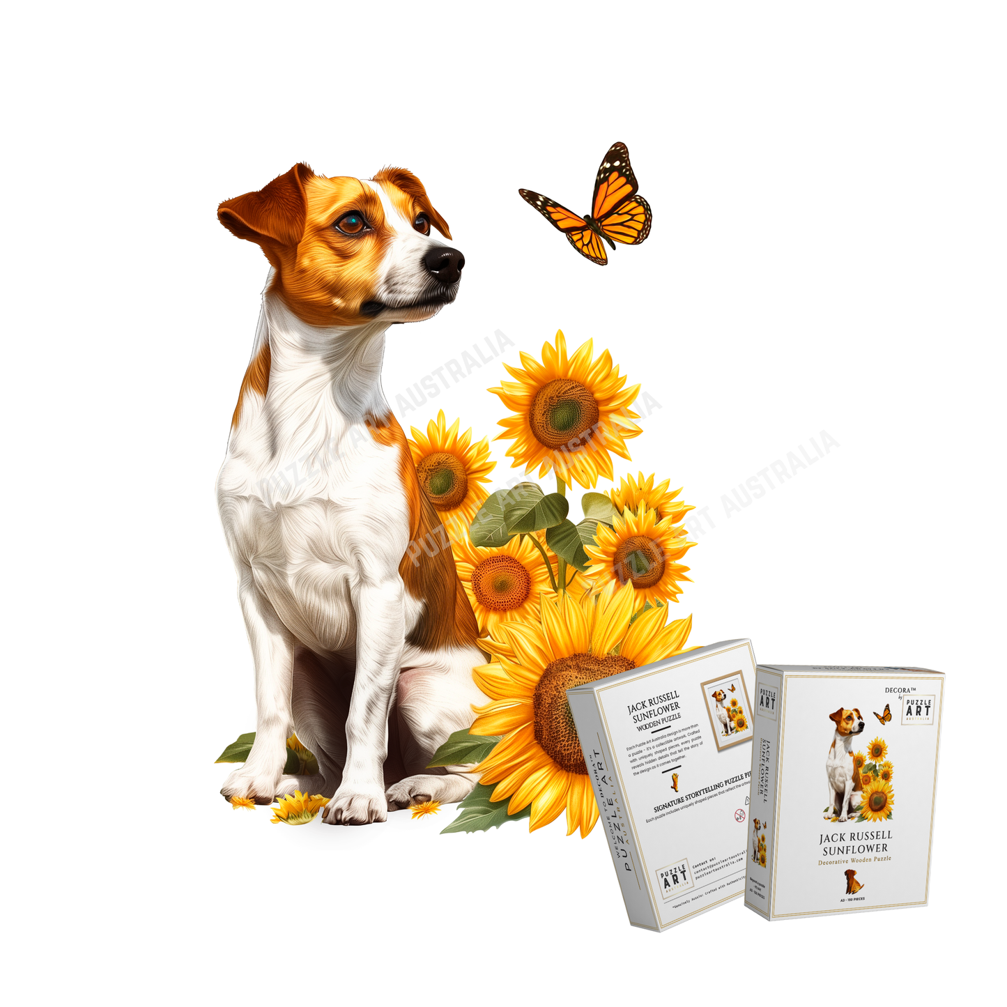 Jack Russell With Sunflower Wooden Puzzle Puzzle Art Australia