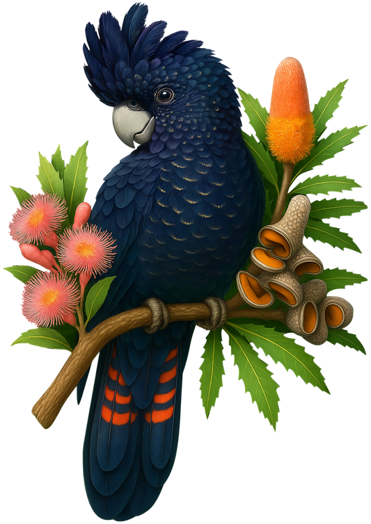 Black Cockatoo Red Tail Puzzle Art Australia