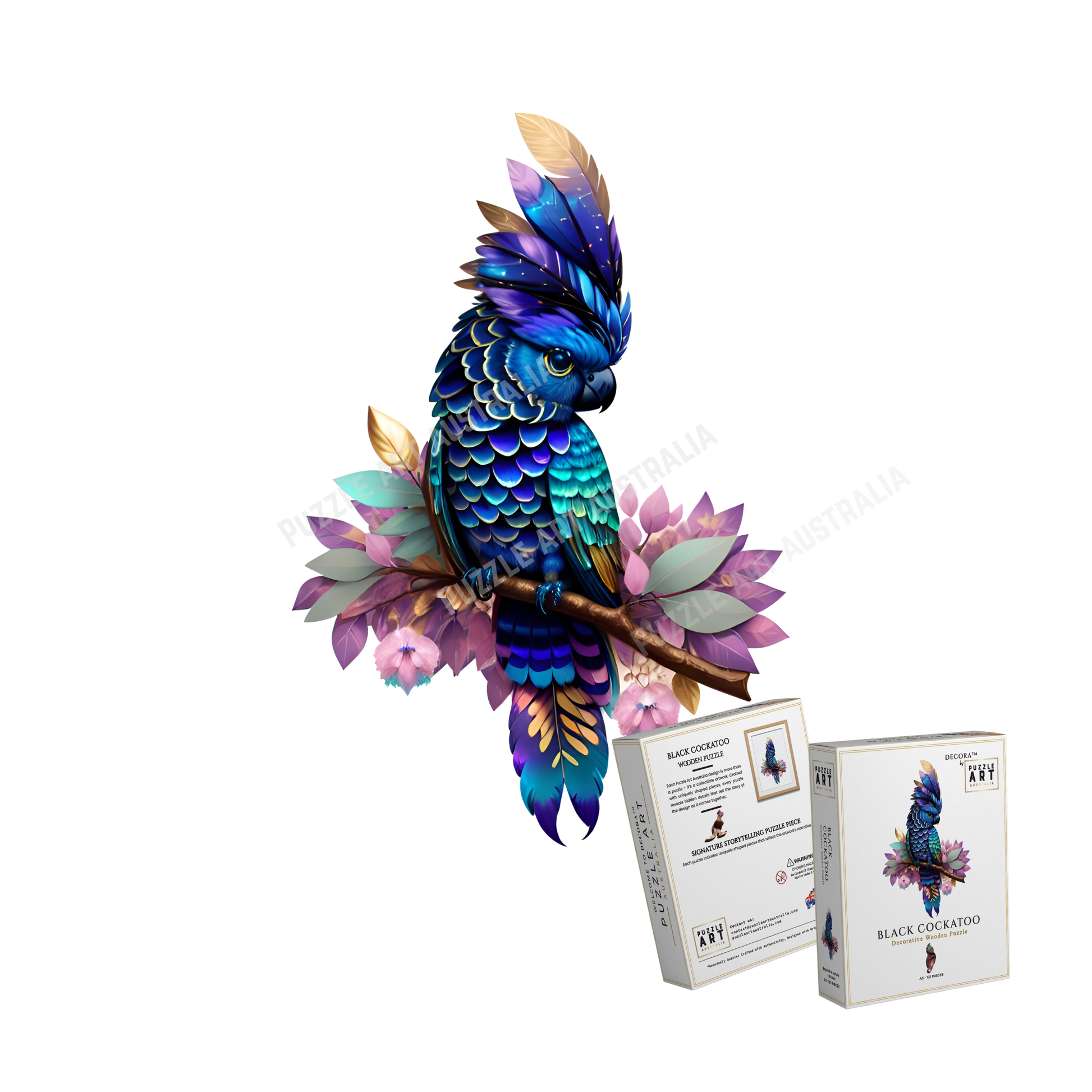 Glossy Black Cockatoo Wooden Puzzle Puzzle Art Australia