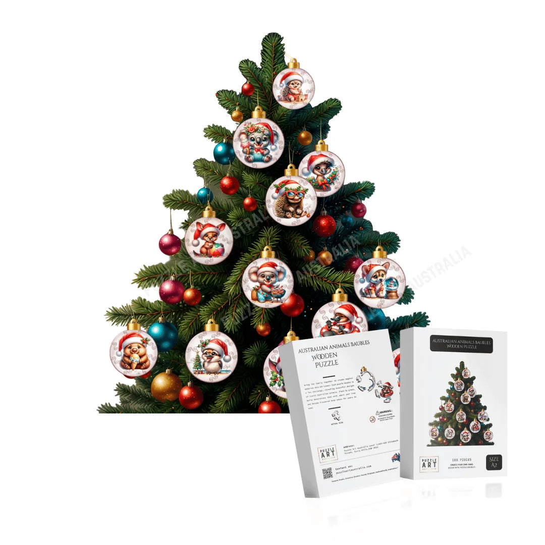 20 Xmas Baubles Wooden Puzzle Puzzle Art Australia