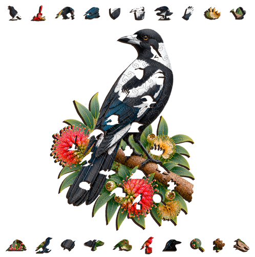 Australian Magpie ~ Wooden Art Puzzle Puzzle Art Australia