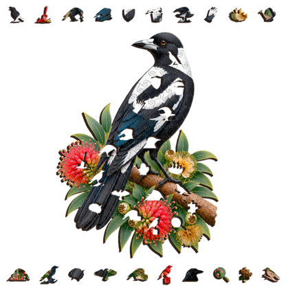Australian Magpie ~ Wooden Art Puzzle Puzzle Art Australia