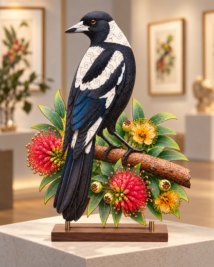 Australian Magpie ~ Wooden Art Puzzle Puzzle Art Australia