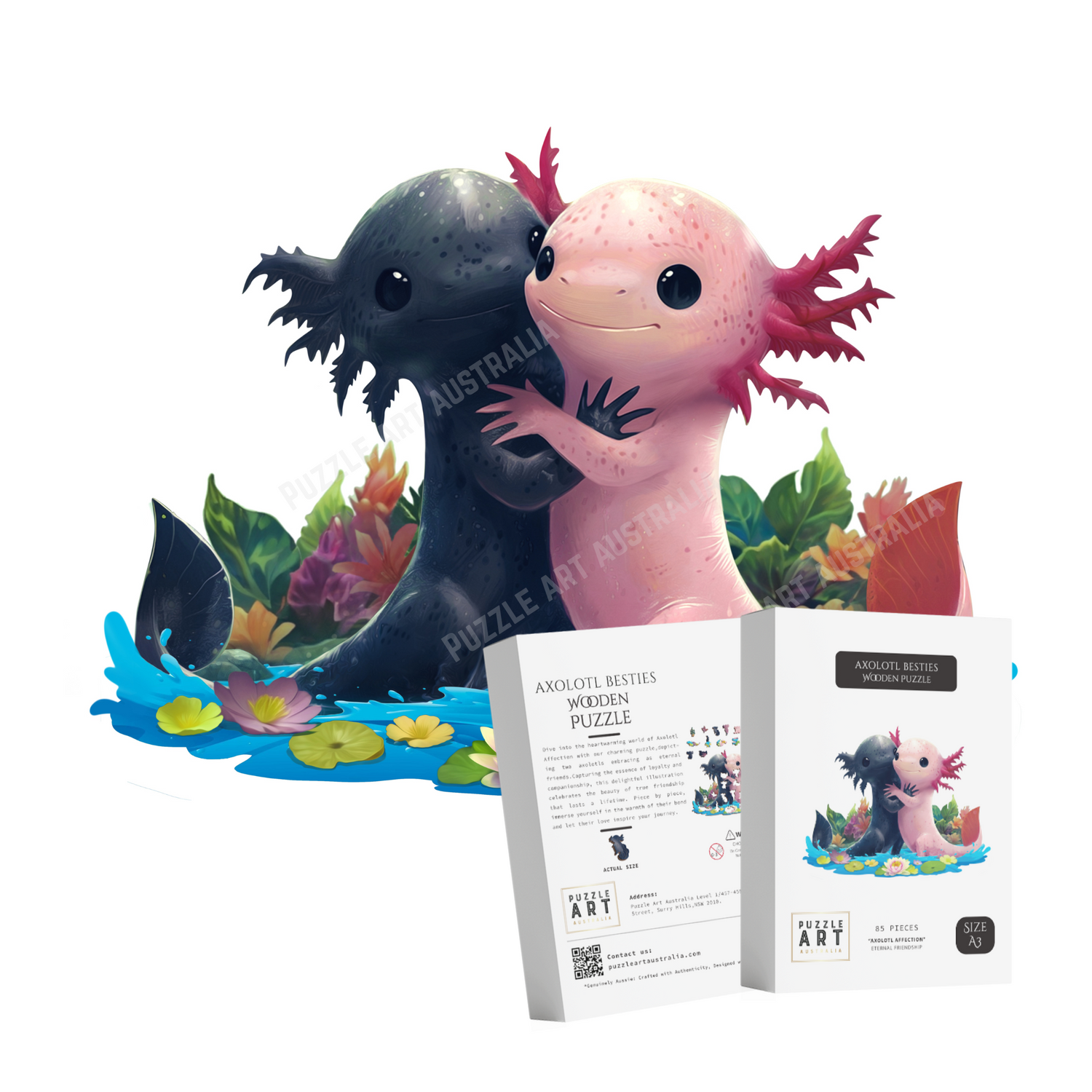 AXOLOTL BFF Wooden Puzzle Puzzle Art Australia