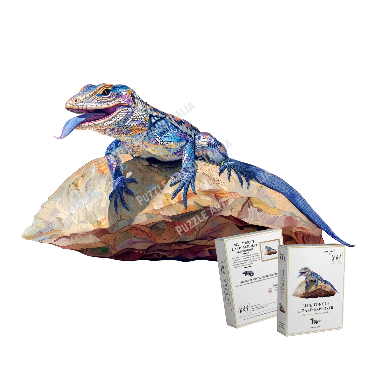 Blue Tongue Lizard Explorer ~ Decorative Wooden Puzzle Puzzle Art Australia