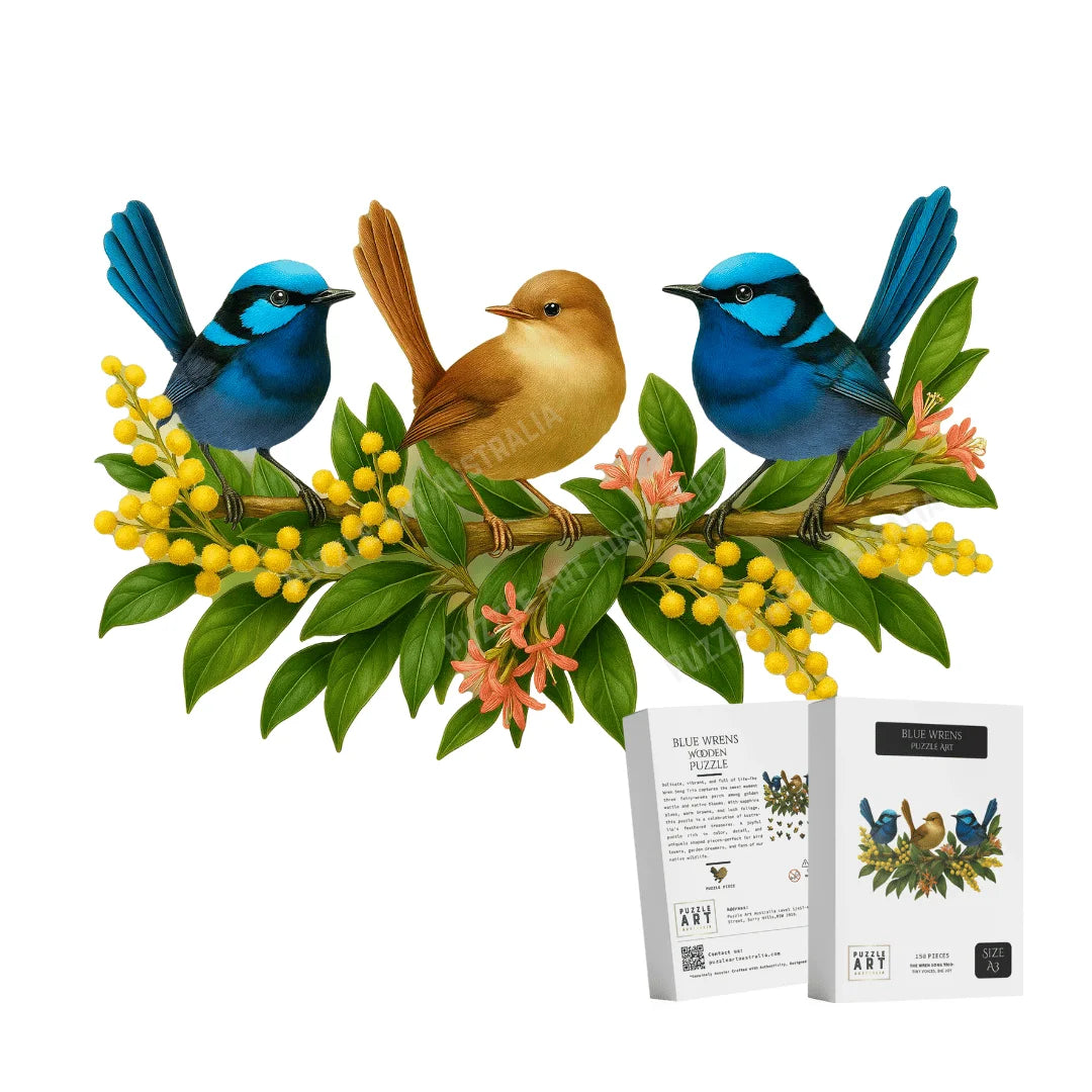 Blue Wrens Puzzle Art Australia