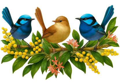 Blue Wrens Puzzle Art Australia