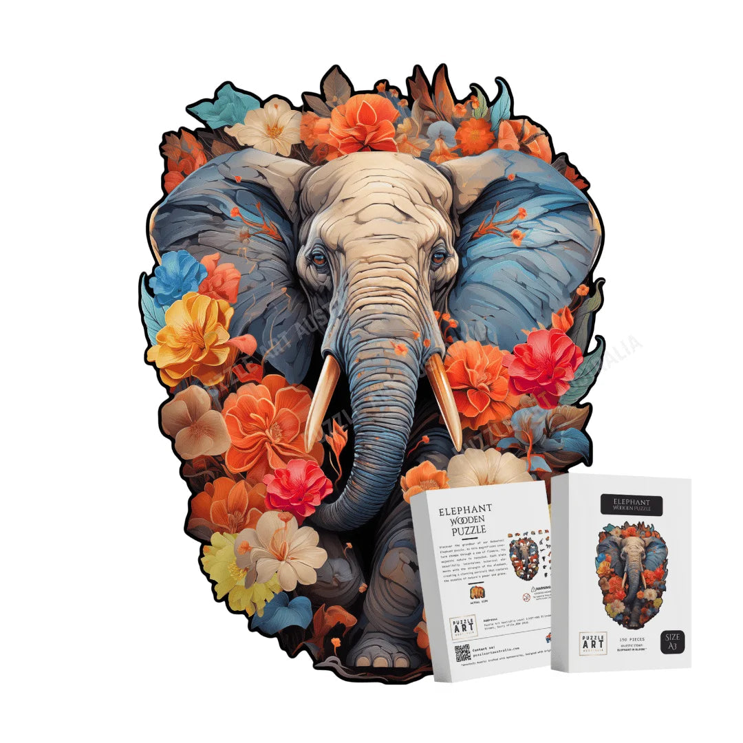 Botanical Elephant Portrait Puzzle Art Australia