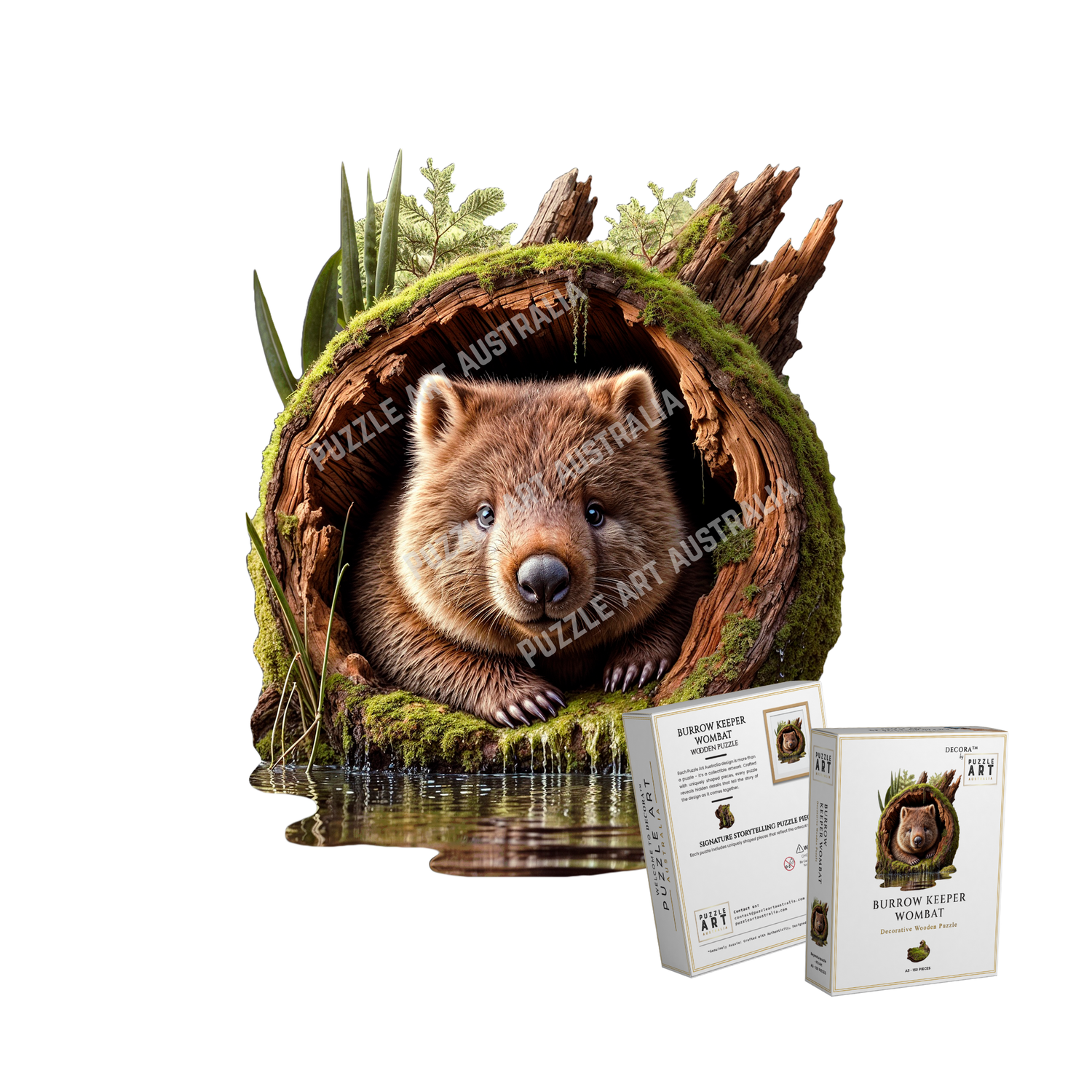Burrow Keeper Wombat ~ Decorative Wooden Puzzle Puzzle Art Australia