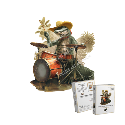 Crocodile Drum Beat ~ Decorative Wooden Puzzle Puzzle Art Australia