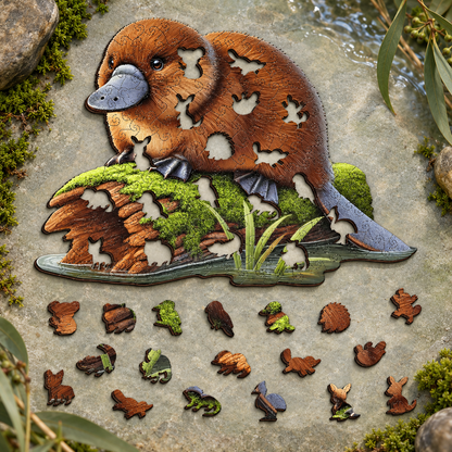 Platypus Dreaming ~ Decorative Wooden Puzzle Puzzle Art Australia