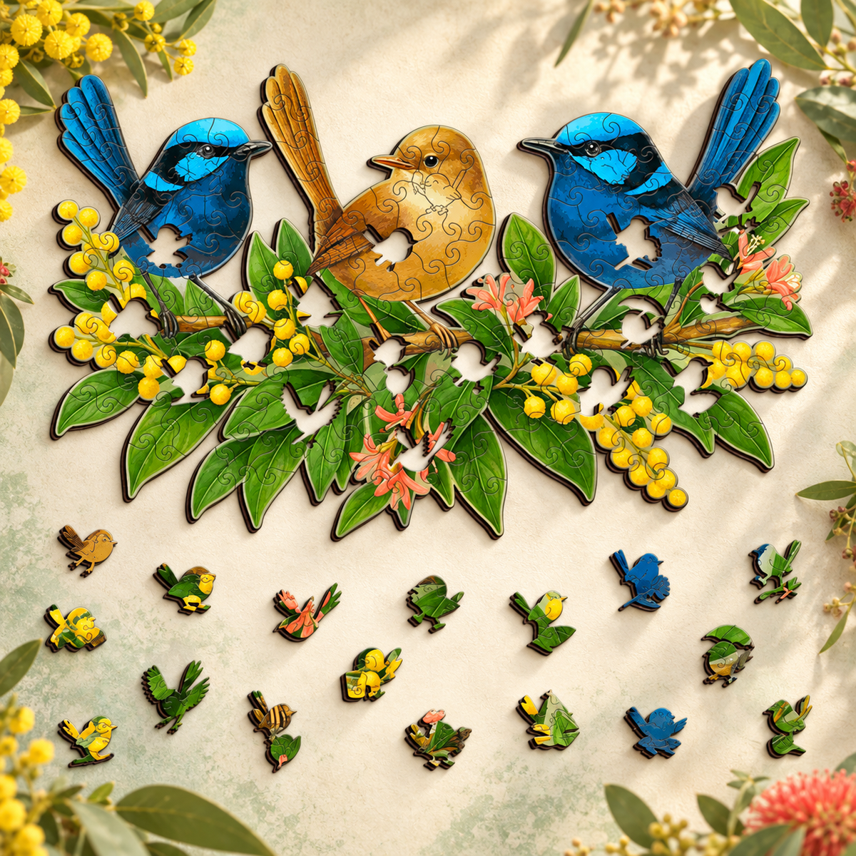 Trio Of Wrens Puzzle Art Australia