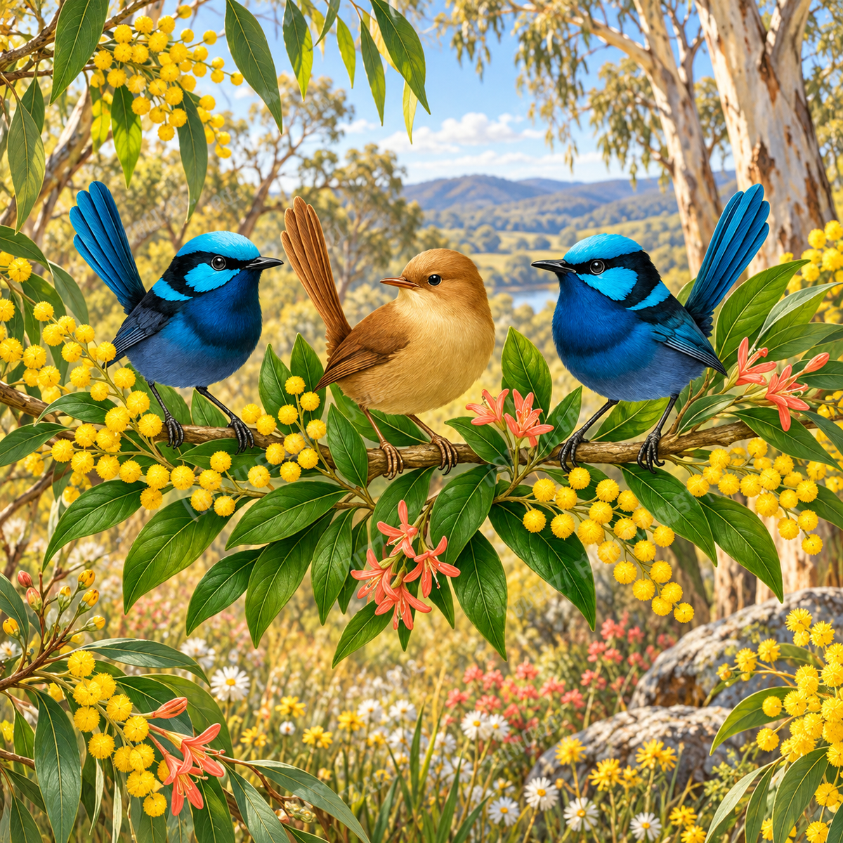 Trio Of Wrens Puzzle Art Australia
