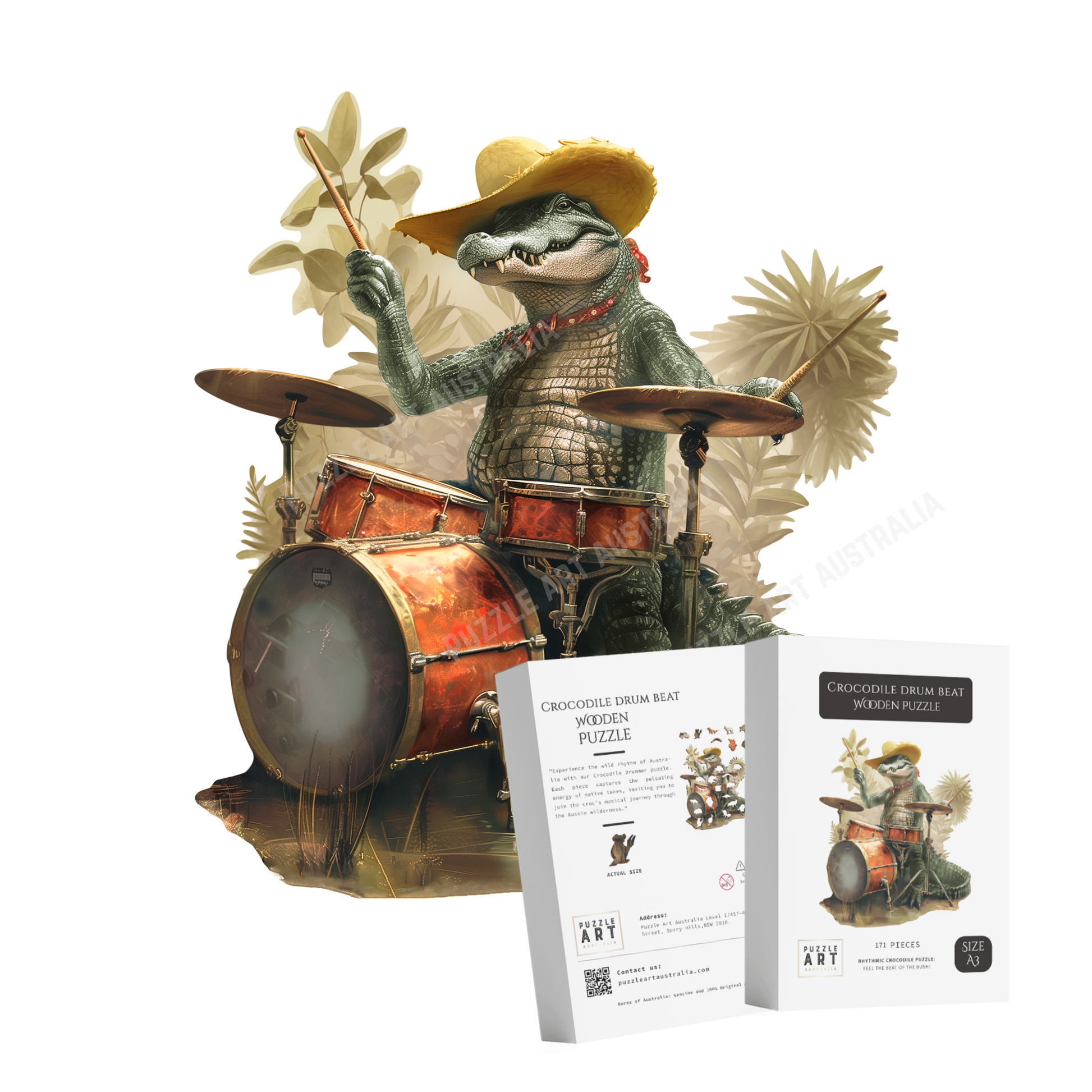 Cocodile Drum Beat Wooden Puzzle Puzzle Art Australia